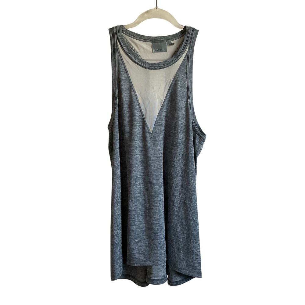 Athleta Utopia Grey Mesh Detail Halter Tank Top - Size Medium